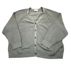 Old Navy Hunter Green Knit Button Front Cardigan Cropped Cozy Sweater Women 4X